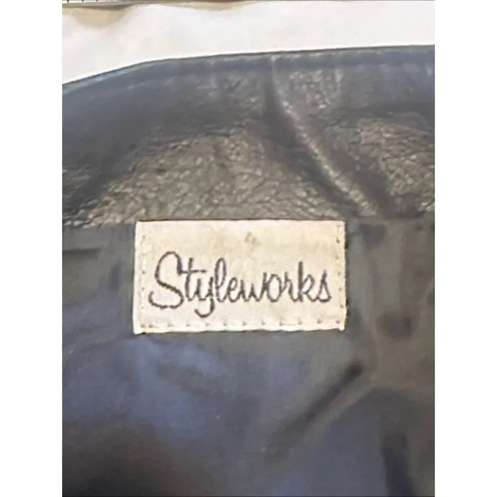 VTG Styleworks Genuine Leather Mini Skirt Womens 8 Biker Retro Grunge Zip 90s